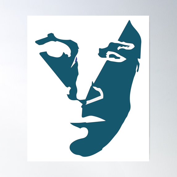 Modern Abstract Art Blue Head - Face Poster Wall Art, Modern Wall Decor For Living Room Bedroom, 8x12 UNFRAMED