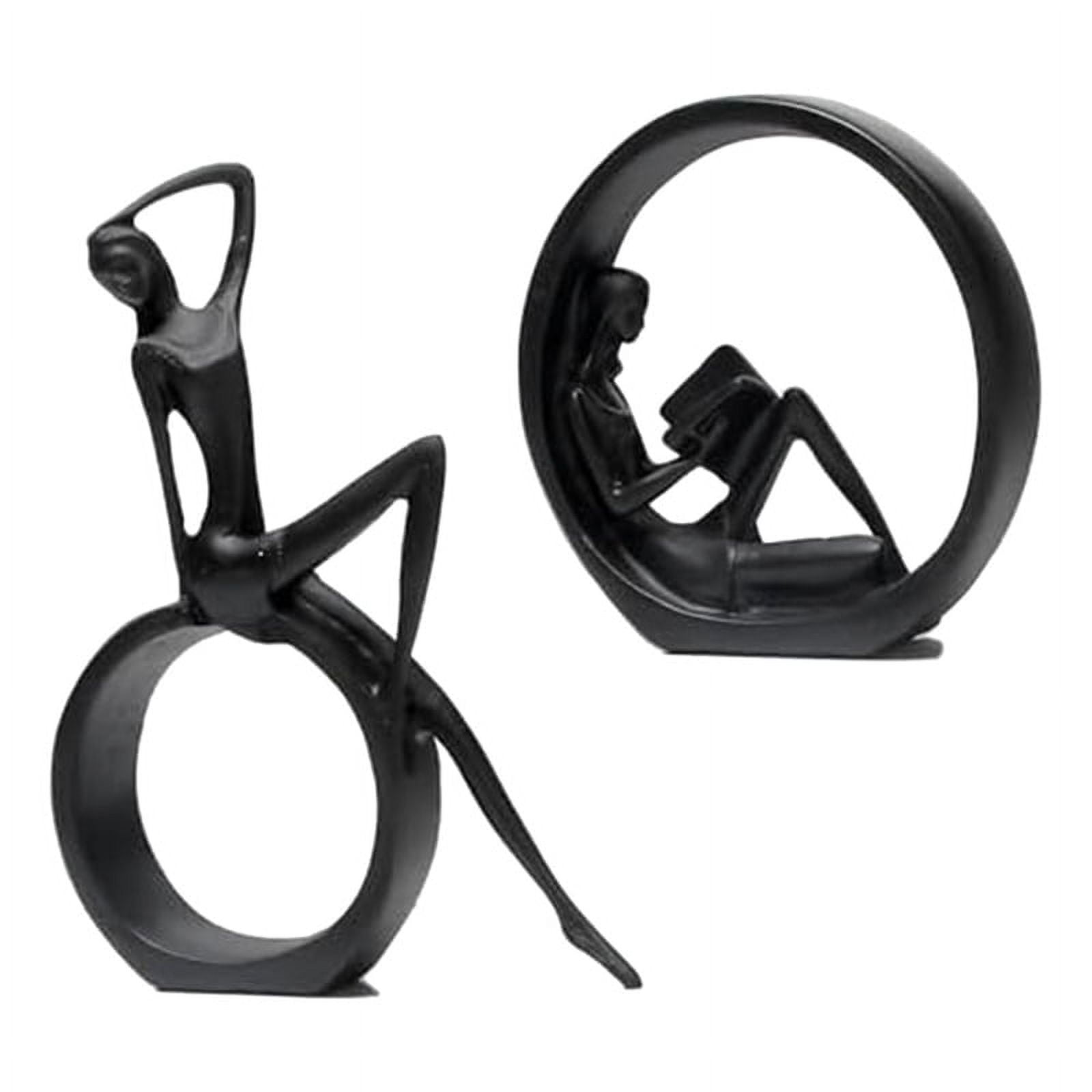 Modern Abstract Art Bookshelf Decor Girl Statue Resin Black Figurines