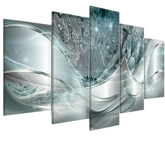 Modern Abstract Art Canvas Wall Decor 5 Panel Set, High-Definition Print, Ready to Hang, Elegant Grey and White Design