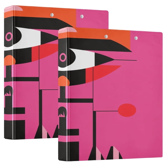 Modern Abstract Art Eyes 12.4x10.6in PVC Round Ring Binder, D-Ring 3-Hole, Metal Clip, 200 Sheets