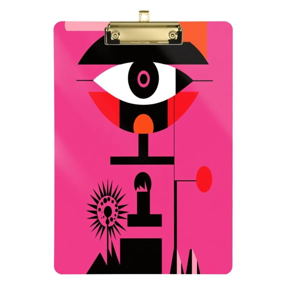 Modern Abstract Art Eyes 12.5x9in Clipboard, Durable Acrylic with Metal Clip and Wall Hook for Office or Classroom
