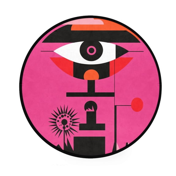 Modern Abstract Art Eyes Memory Foam Bath Mat 36" Absorbent Rug with Non Slip Base and 4 Bonus Pads