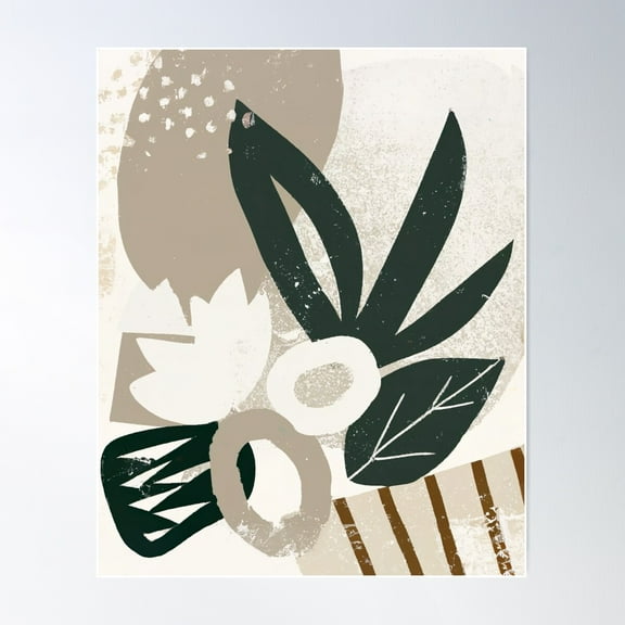 Modern Abstract Art Floral - Black, White And Grey Poster Wall Art, Modern Wall Decor For Living Room Bedroom, 8x12 UNFRAMED