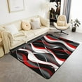 thumbnail image 1 of Modern Abstract Art Geometric Area Rug, Geometry White Red Black Grey Lines Rugs For Bedroom Living Room Decorative Rug 4' x 6', 1 of 6