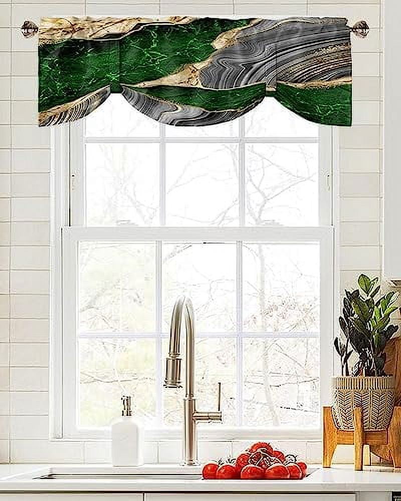 Modern Abstract Art Kitchen Valance Marble Texture Window Valances