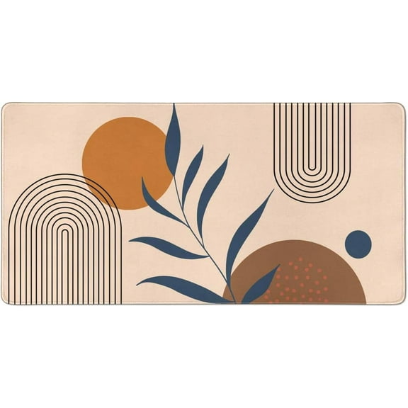 Modern Abstract Art Light Khaki Mouse Pad,Large Marble Mouse Pad,31.5 * 15.7in Stable Rubber Base Mousepad with Stitched Edges Waterproof Desk Mat for Work, Game, Office, Home