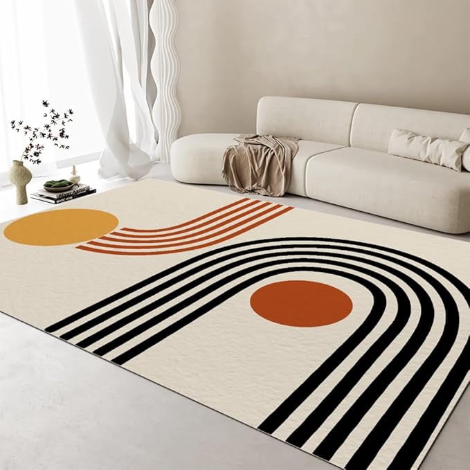 Reading Rug Drawing Modern Abstract Art Mid-Century Area Rug, Multicolor Abstract ...