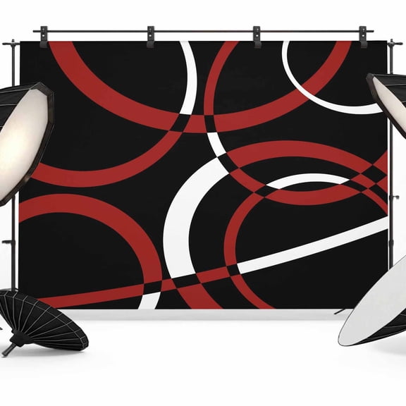 Modern Abstract Art Photography Backdrop 7x5FT, Red White Geometric Circle Photo Backdrops, Background for Photography Studio Photo Studio Background, Back Drop for Photoshoot