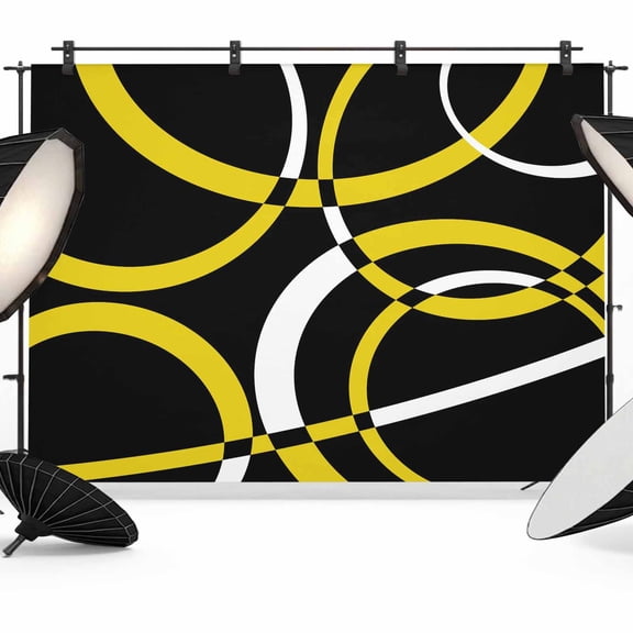 Modern Abstract Art Photography Backdrop 7x5FT, Yellow White Geometric Circle Photo Backdrops, Background for Photography Studio Photo Studio Background, Back Drop for Photoshoot