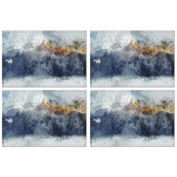 Modern Abstract Art Placemats Set of 4 - Heat Resistant Non-Slip Place mats Washable Table Place Mat - for Wedding, Restaurant, Party - Blue and Grey, 18"X12" inch