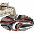 thumbnail image 1 of Modern Abstract Art Round Area&nbsp;Rug 3ft Geometric Circle Red Grey Non-Slip&nbsp;Washable Circle Rugs Soft Felt Indoor Floor Mat for Bedroom Kitchen Living Room Bathroom, 1 of 9