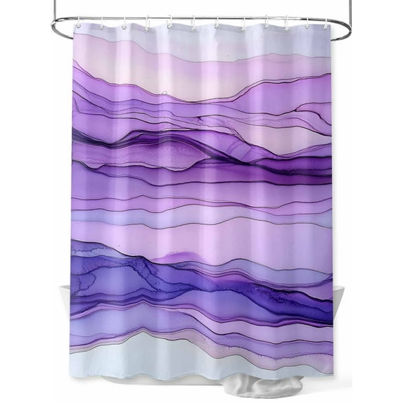 Modern Abstract Art Shower Curtain, Wave Watercolor Waterproof Shower Curtain Set with 12 Hooks Lightweight Washable Fabric Shower Curtains for Bathroom 72x78 Inches
