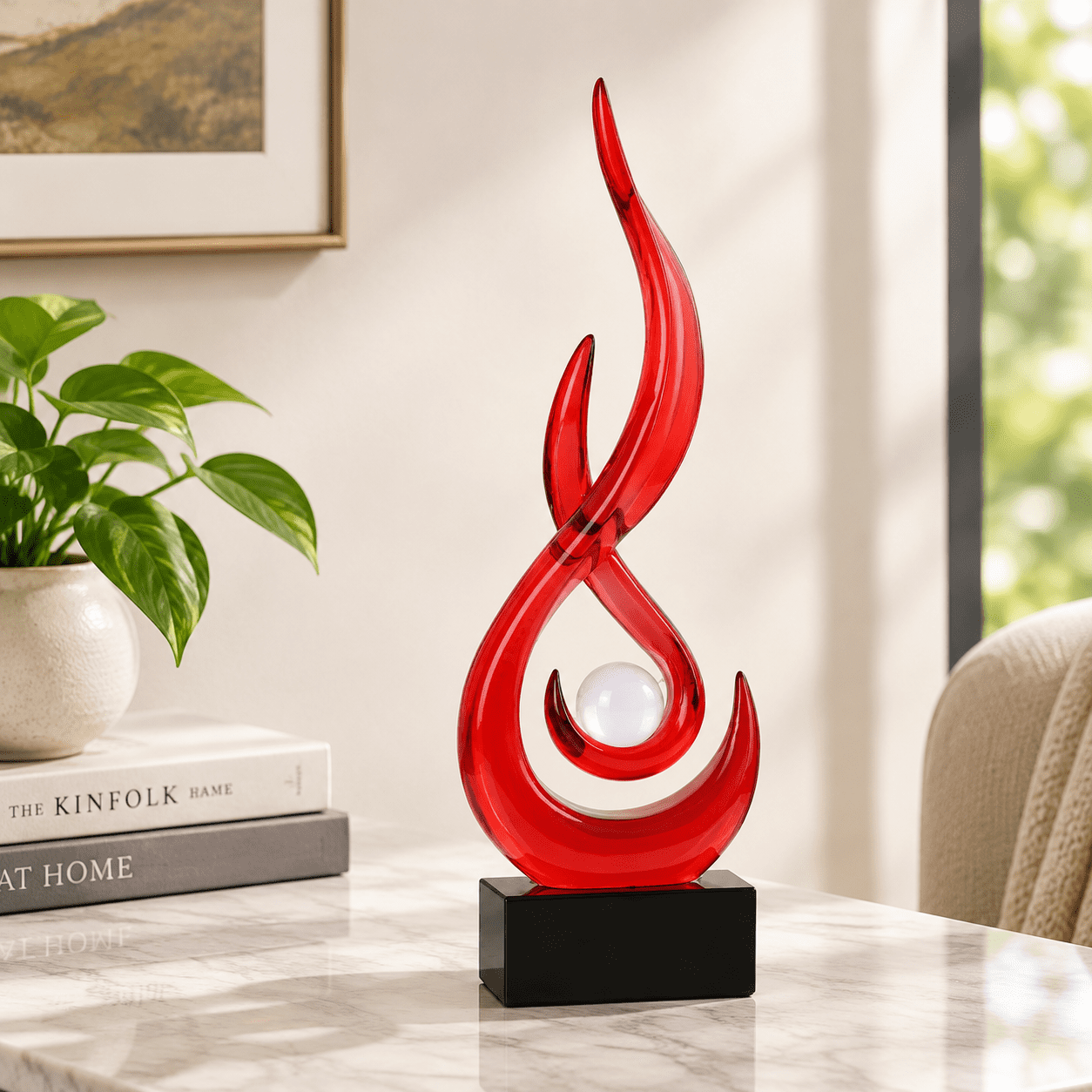 Modern Abstract Art Table Decoration Statue Centerpiece, Red, Home ...