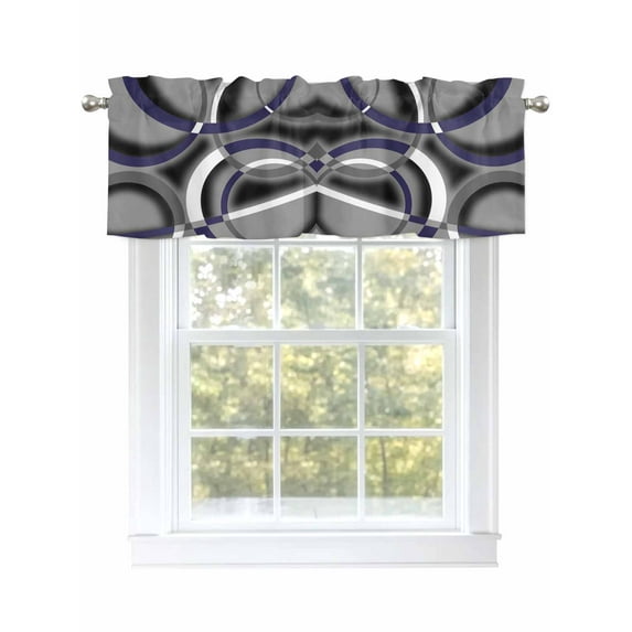 Modern Abstract Art Valances for Windows Sea Blue Grey Geometric Circle Rod Pocket Curtains Valance Short Window Treatment Drapes for Living Room, Bedroom Bathroom 54" W x 18" L