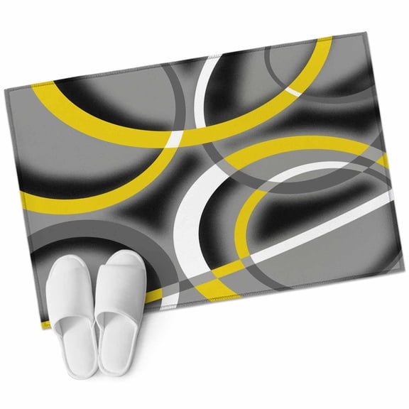 Modern Abstract Art Washable Area Rug&nbsp;2x3 ft Yellow Grey Geometric Circle Soft Rectangle&nbsp;Rugs for Living Room, Non Slip Carpet for Bedroom&nbsp;Entryway Dining Room