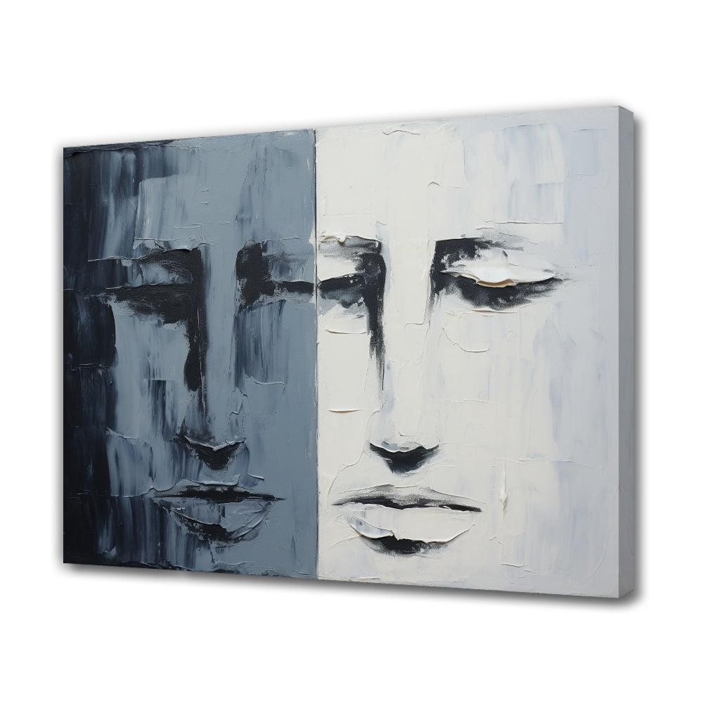 Modern Abstract Artwork Depicting Two Similar Faces Poster Decorative ...