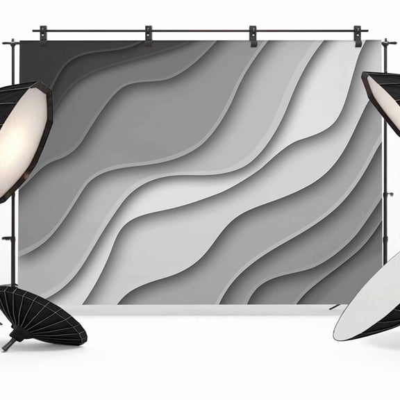 Modern Abstract Backdrop for Photography, Geometric Black Grey Gradient Photo Backdrop Portrait Background Party Banner Photo Backgrounds for Studio Booth Props, 12x8ft