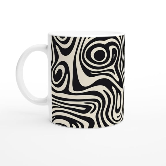 Modern Abstract Black & White Mug  Stylish Zebra Swirl Pattern  Unique Minimaliffee Cup.