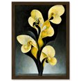 thumbnail image 1 of Modern Abstract Black Yellow Orchid Flower Artwork Framed Wall Art Print A4, 1 of 4