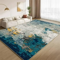 Modern Abstract Blue Gold Ombre Area Rugs 2x3ft Rug Retro Distressed Aesthetic Art Luxury Living Room Rugs Washable Soft Non Slip Throw Carpet for Living Room Bedroom Study Office Entrance
