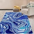 thumbnail image 1 of Modern Abstract Blue White Marble Swirl Area Rug For Living Room Bedroom Dining Room Washable Soft Thick Carpet Under Coffee Table Sofa Indoor Kitchen Laundry Runner Rug 3 x 4ft, 1 of 6