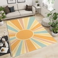 thumbnail image 1 of Modern Abstract Bohemian Rainbow Sun Kids Rugs, Orange Yellow Green Ray Stripes Area Rug, Non Slip Washable Carpet For Living Room Entryway Hallway Bedroom Nursery 4 x 6ft, 1 of 6