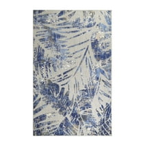 Modern Abstract Botanical Leaves Indoor/Outdoor Area Rug, Gray, 5' 2" x 7' 2"