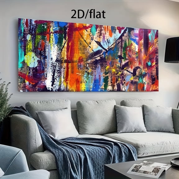 Modern Abstract Canvas Wall Art 48x24 Inch Framed 2D Flat Print for Living Room Bedroom Office Decor