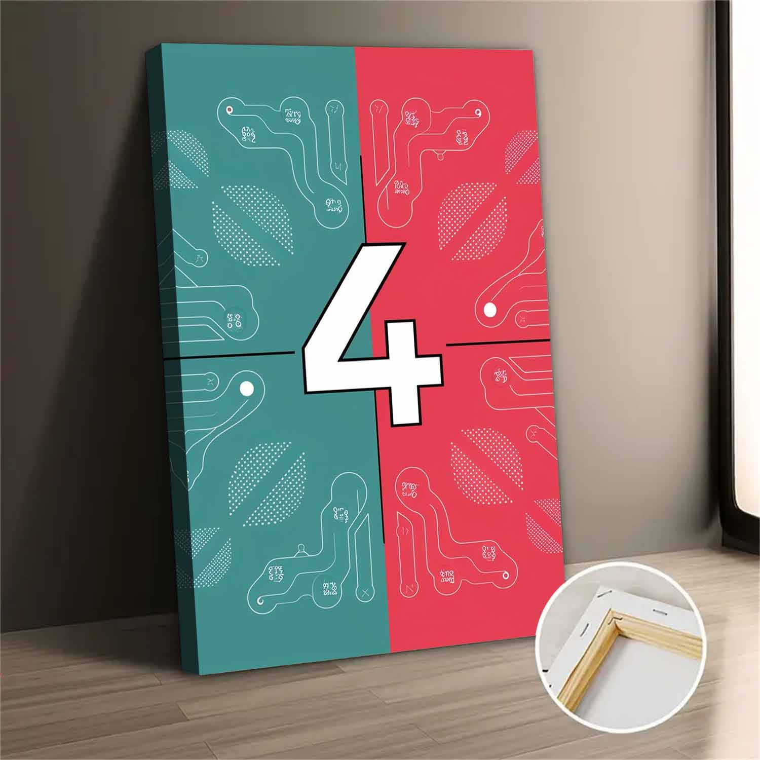 Modern Abstract Canvas Wall Art Print - Number 4 Decoration For Bedroom ...
