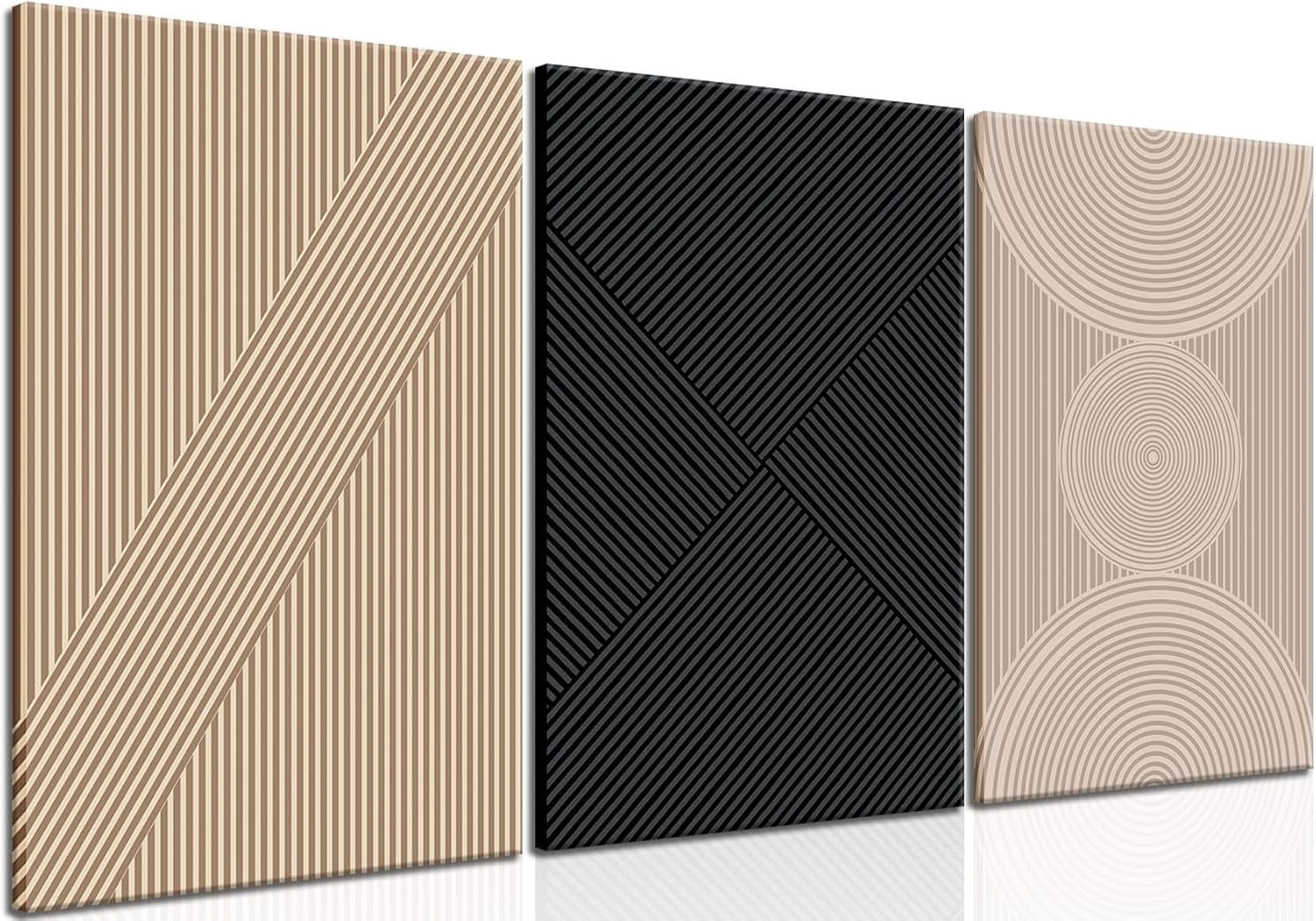 Modern Abstract Canvas Wall Art Set of 3, Boho Neutral Minimalist Line ...