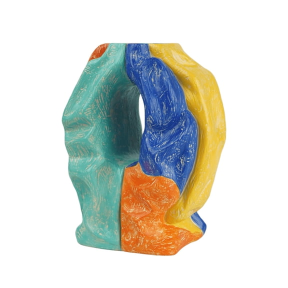 Modern Abstract Ceramic Vase Decorative Sculptural Art Piece Geometric Handmade Tabletop Ornament for Home Office Shelf Living Room Display