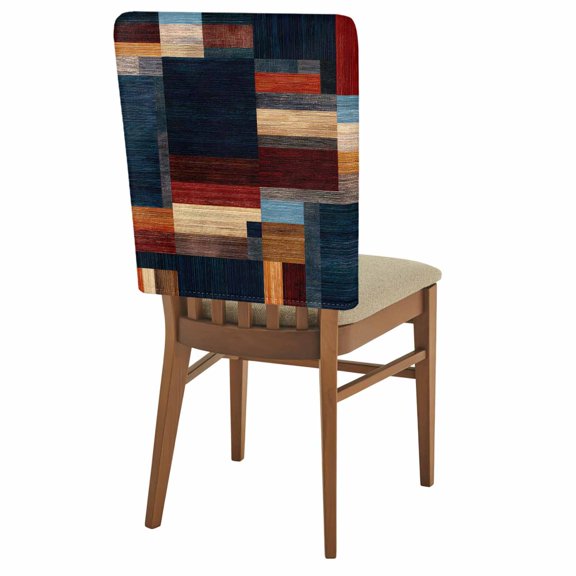 Modern Abstract Chair Covers Set of 1 Geometric Architectural Art Color Blocks in Deep Navy Chair Back Covers Stretch Removable Washable Slipcovers Protector for Dining Room Kitchen Party Decor
