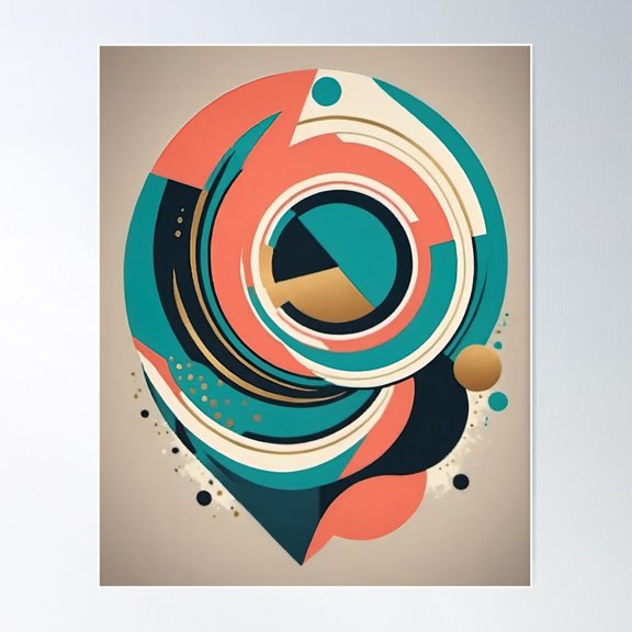 Modern Abstract Circle With Geometric Shapes Poster Wall Art, Modern Wall Decor For Living Room Bedroom, 8x12 UNFRAMED