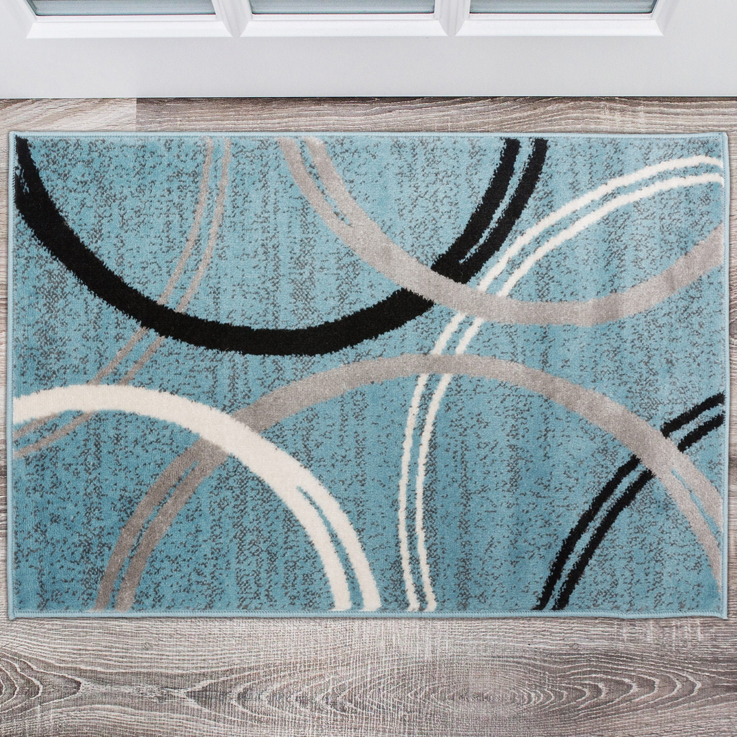 Abstract Blue Swirls Easy-Care Synthetic Area Rug 2' x 3'