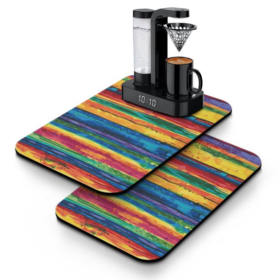 Modern Abstract Coffee Mat Leak-Proof Diatom Mud Dish Drying Mat with Non-Slip Backing Heat-Resistant and Stain-Hiding Kitchen Counter Mat Featuring Psychedelic Art and Rainbow Gradient Designs Ideal