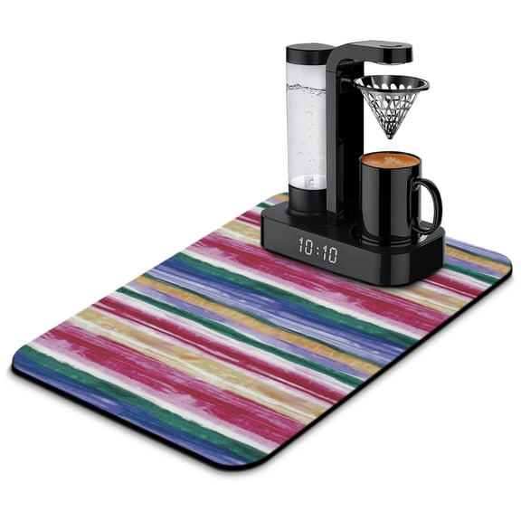 Modern Abstract Coffee Mat Leak-Proof Diatom Mud Dish Drying Mat with Non-Slip Backing Heat-Resistant and Stain-Hiding Kitchen Counter Mat Featuring Psychedelic Art and Rainbow Gradient Designs Ideal