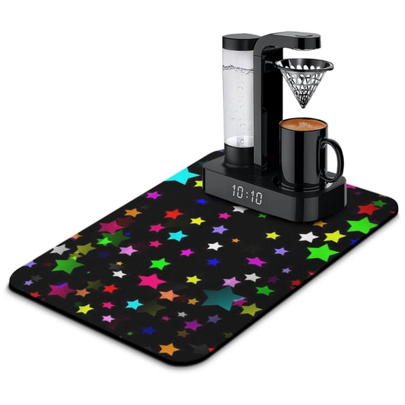 Modern Abstract Coffee Mat Leak-Proof Diatom Mud Dish Drying Mat with Non-Slip Backing Heat-Resistant and Stain-Hiding Kitchen Counter Mat Featuring Psychedelic Art and Rainbow Gradient Designs Ideal