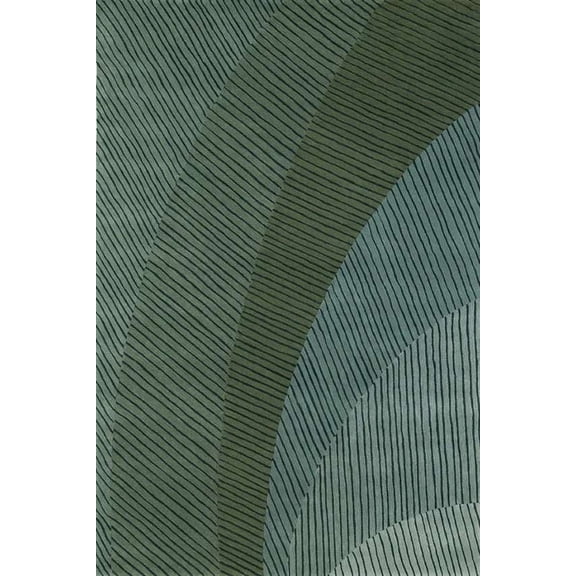 Hand Tufted New Zealand Wool Area Rug 5x8 ft – Modern Abstract Geometric Green Carpet, Soft Plush Textured Indoor Rug for Living Room, Bedroom, Dining Room & Office