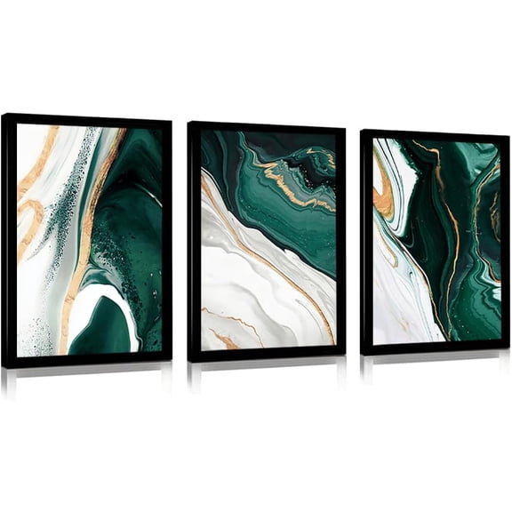 Modern Abstract Dark Green Gold Foil Lines Marble Canvas Art Wall Decor Abstract Green Marble Canvas Wall Art for Living Room Bedroom Wall Decor Posters and Prints Wall Pictures Artwork Unframed
