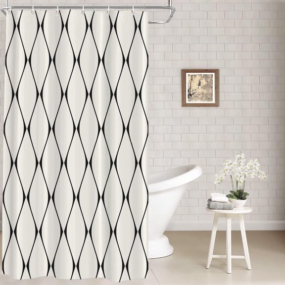 Modern Abstract Decor Shower Curtain,Abstract Modern in Beige Bathroom Decor Polyester Fiber Plastic Rings Quick-Drying Waterproof for Bathtubs/Bathroom, 72x36 inches