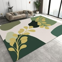 Modern Abstract Design Area Rug, Botanical Simple Bohemian Style Bedroom Rug, Low Pile Washable Living Room Carpet, Soft Non-Slip Dining Room Kitchen Bathroom Rugs 5 x 7ft