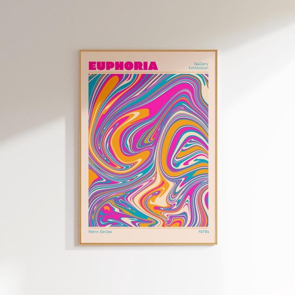 Modern Abstract Euphoria Art Print Funky Decor, Colorful Wall Art Apartment Decor, Retro Wall Art Print Exhibition Poster Maximalist Decor Wall Art, Modern Wall Decor, 8x12 UNFRAMED