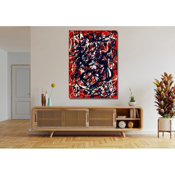 Modern Abstract Expressionism Drip Paint Splatter Wall Art, Stretched Canvas