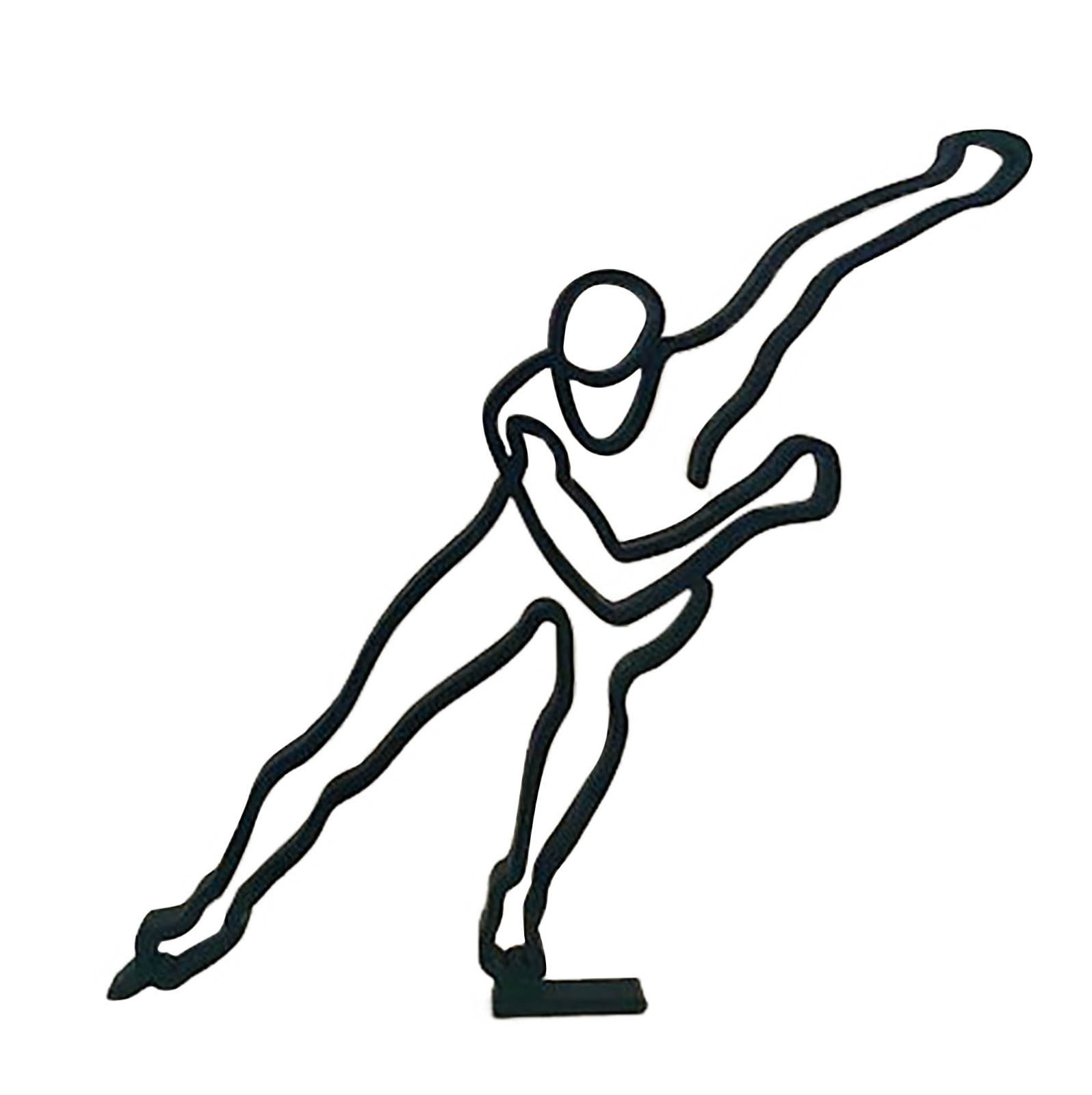 Modern Abstract Face Metal Lines Figure Movement Art Metal Face Outline