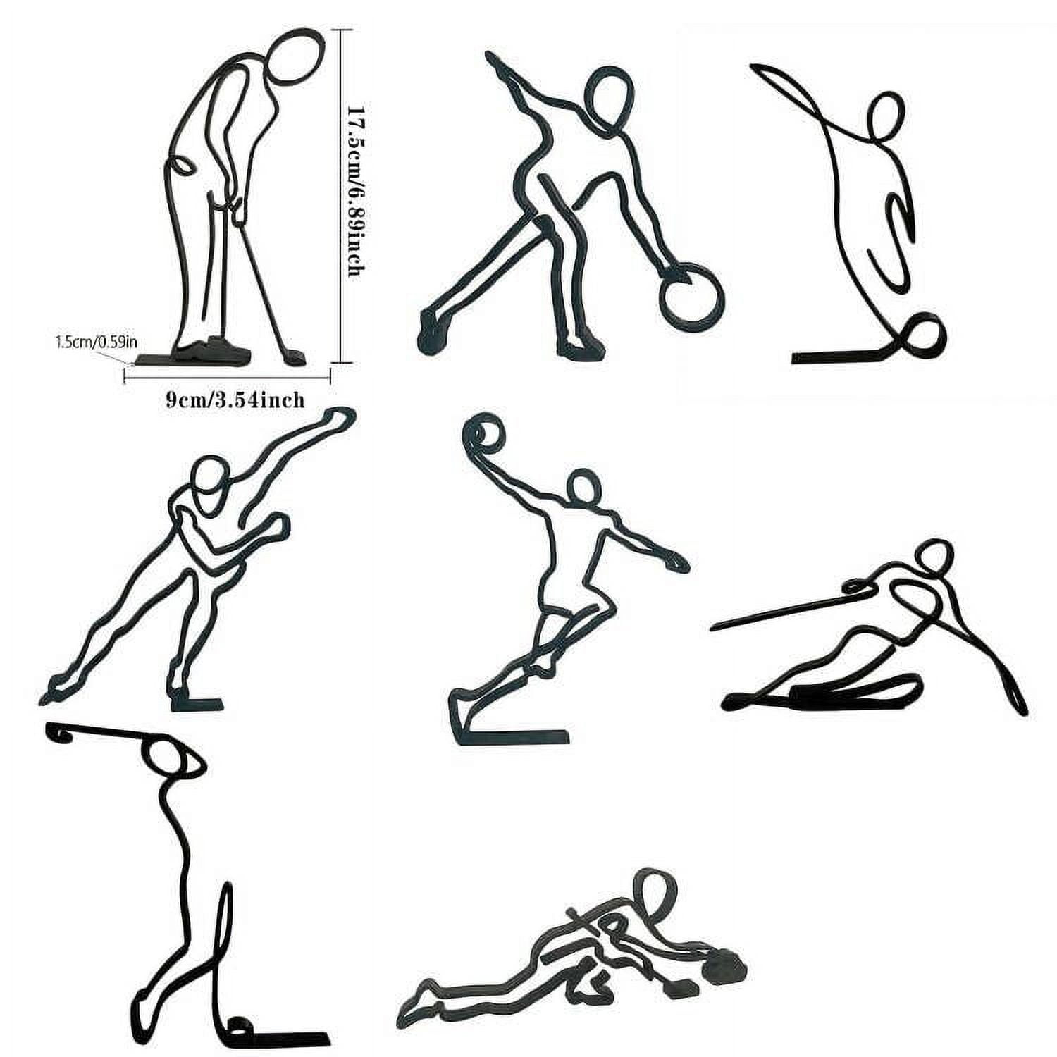 Modern Abstract Face Metal Lines Figure Movement Art Metal Face Outline