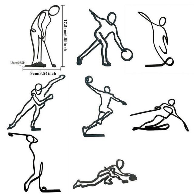 Modern Abstract Face Metal Lines Figure Movement Art Metal Face Outline