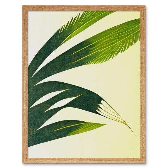 Modern Abstract Fan Palm Tree Leaf Illustration Art Print Framed Poster Wall Decor 12x16 inch
