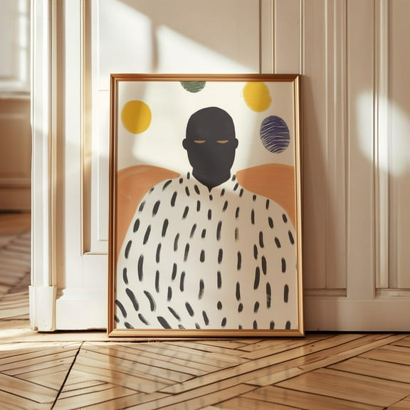 Modern Abstract Figure Print, Black Silhouette Art, Dotted Outfit Colorful Minimalist, Bold Shapes Art Print Wall Art, Modern Wall Decor, 12x18 UNFRAMED