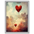 thumbnail image 1 of Modern Abstract Floating Red Love Heart Balloons Artwork Framed Wall Art Print A4, 1 of 4