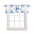 thumbnail image 1 of Modern Abstract Flower Linen Curtain Valance for Bedroom/Bathroom/Kitchen/Office/Living/Dining Room Windows,Pastoral Blue Watercolor Leaves Pocket Topper Drapes Decorative Cafe Drapery Panel 42x12, 1 of 6